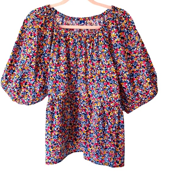 Old Navy Navy Floral Top Puff Sleeves Size 2X NWT - Picture 1 of 10